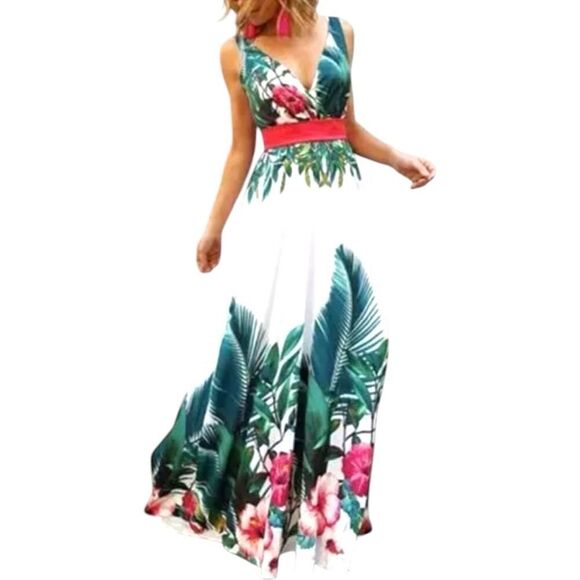 Boho Beach Boho Maxi V Neck sundress - Picture 1 of 11